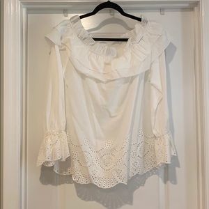White Eyelet Off The Shoulder Top